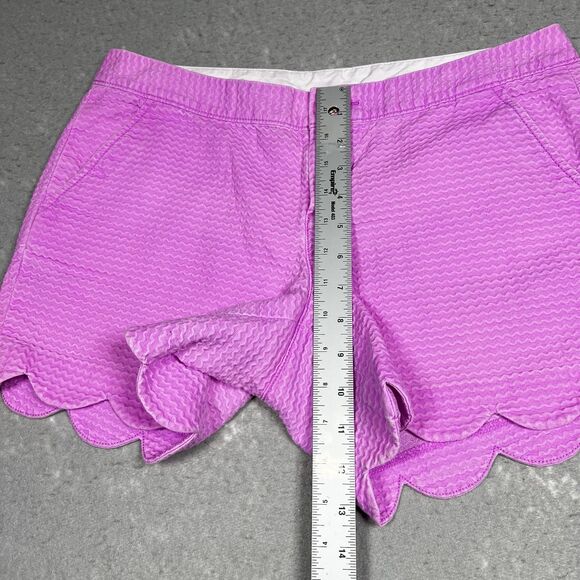 Lilly Pulitzer Shorts Buttercup Knit Womens 6 Purple Stretched Pockets Scalloped - Picture 8 of 14